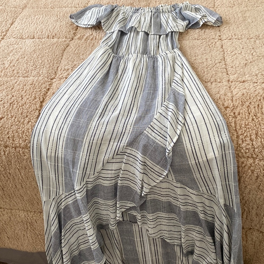 High low like new ruffle off the shoulder maxi dress